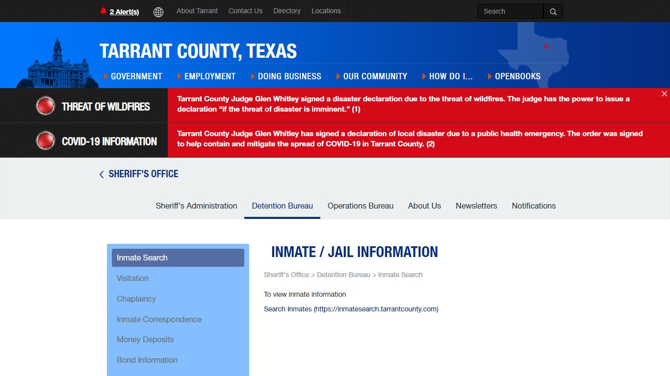 Inmate Search - Tarrant County, Texas